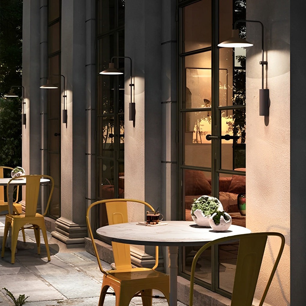 Modern Long Arm Outdoor Metal Light | Gooseneck Wall Lamp