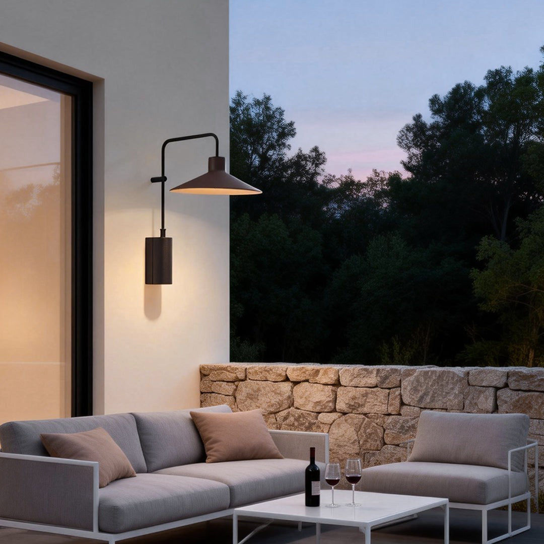 Modern Long Arm Outdoor Metal Light | Gooseneck Wall Lamp