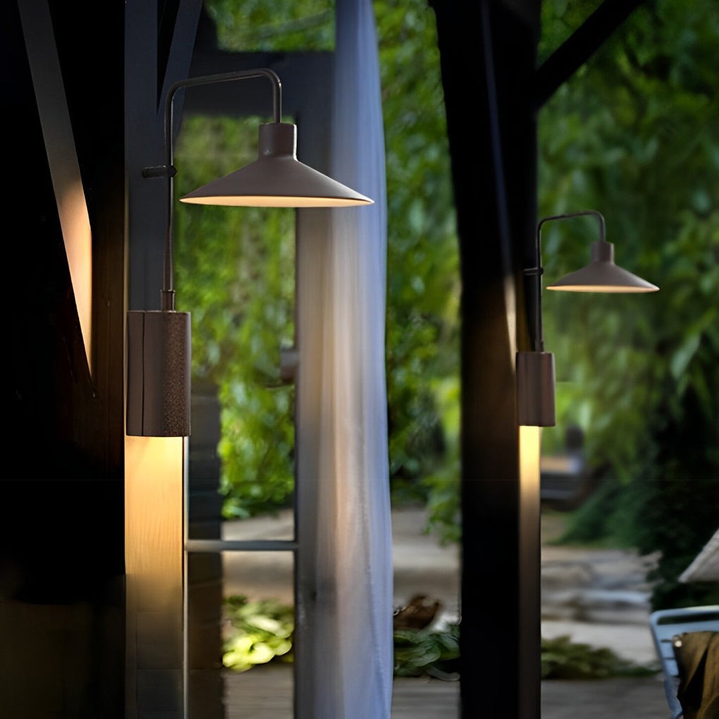 Modern Long Arm Outdoor Metal Light | Gooseneck Wall Lamp