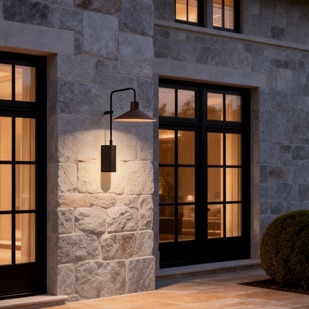 Modern Long Arm Outdoor Metal Light | Gooseneck Wall Lamp
