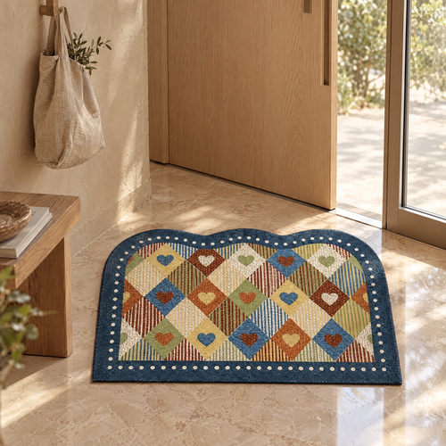 Arched Retro Check Doormat - In Sunlit Entrance Hall