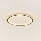 Round LED Flush Ceiling Light - Black Ring on Cream Background