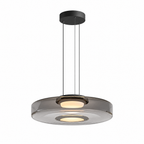 Tinted Glass Pendant Light - Smoke Grey Single Tier on White