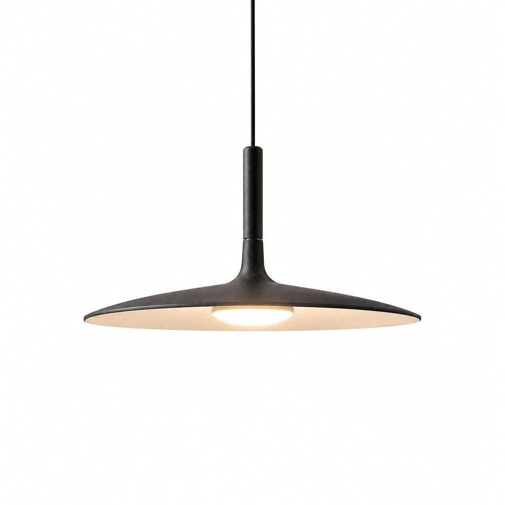 Slim Nordic Pendant Light - Black Shade on White Background