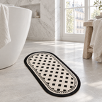 3-Piece Bathroom Mat Set - Oval Mat Beside Freestanding Bath
