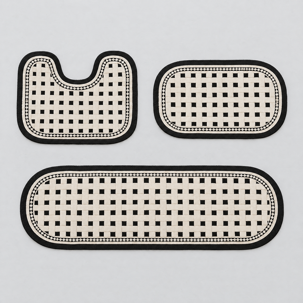 3-Piece Bathroom Mat Set - All Three Mats Laid Flat