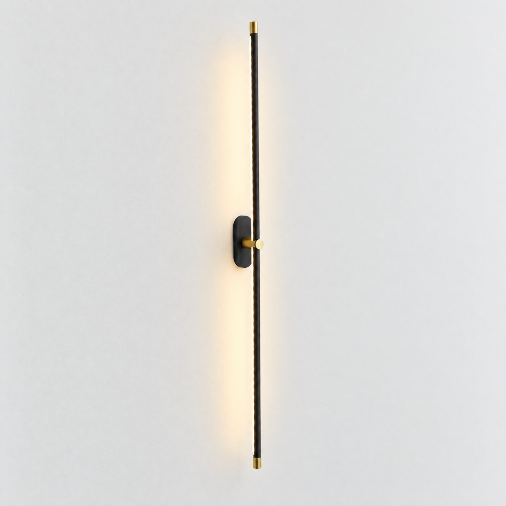 Rechargeable Linear LED Wall Light - Black Finish Mounted Vertically
