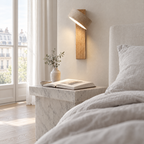 Travertine Wall Sconce - Above Marble Bedside Table