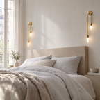 Linear Gold LED Wall Sconce - Pair Either Side of Bed