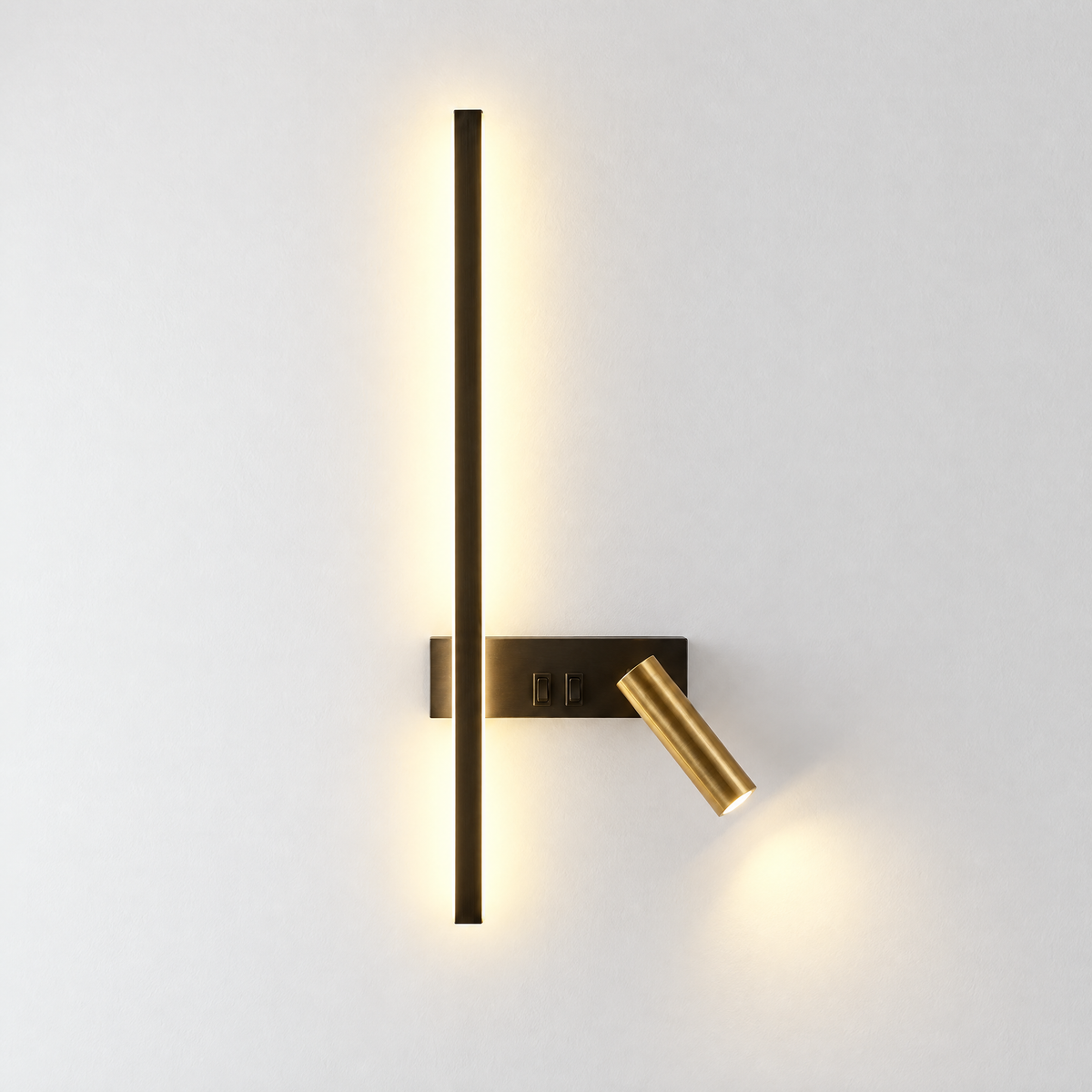 LED Reading Wall Light with Light Bar & Spotlight - Lit on White Wall