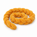 Braided Cot Bumper - Ochre Yellow Coiled on White