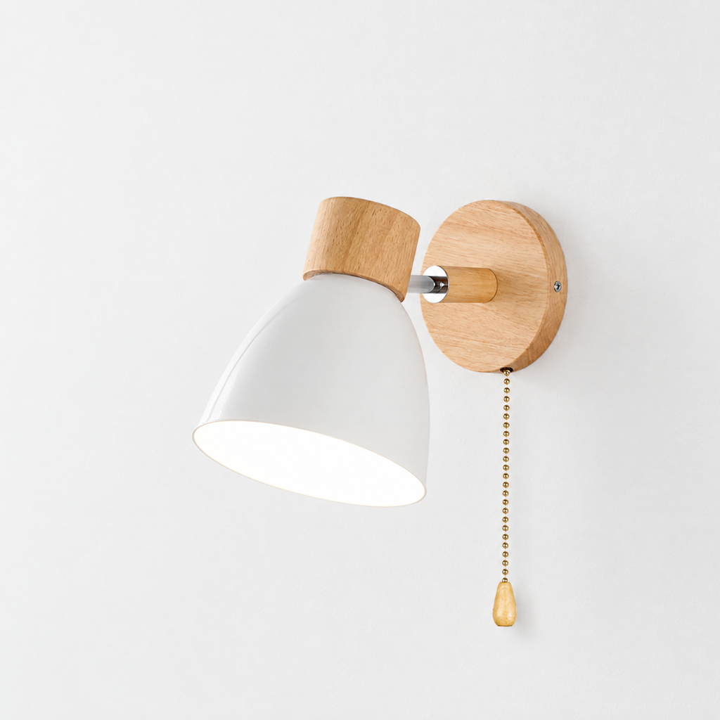 Cone Shade Wall Light - White Shade, Side Angle