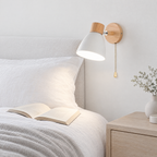 Cone Shade Wall Light - White Shade Beside Bed