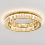 Crystal Ring LED Ceiling Light - Gold Finish on White Ceiling