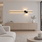 Up & Down LED Wall Light - Black Finish Above Sideboard in Living Room