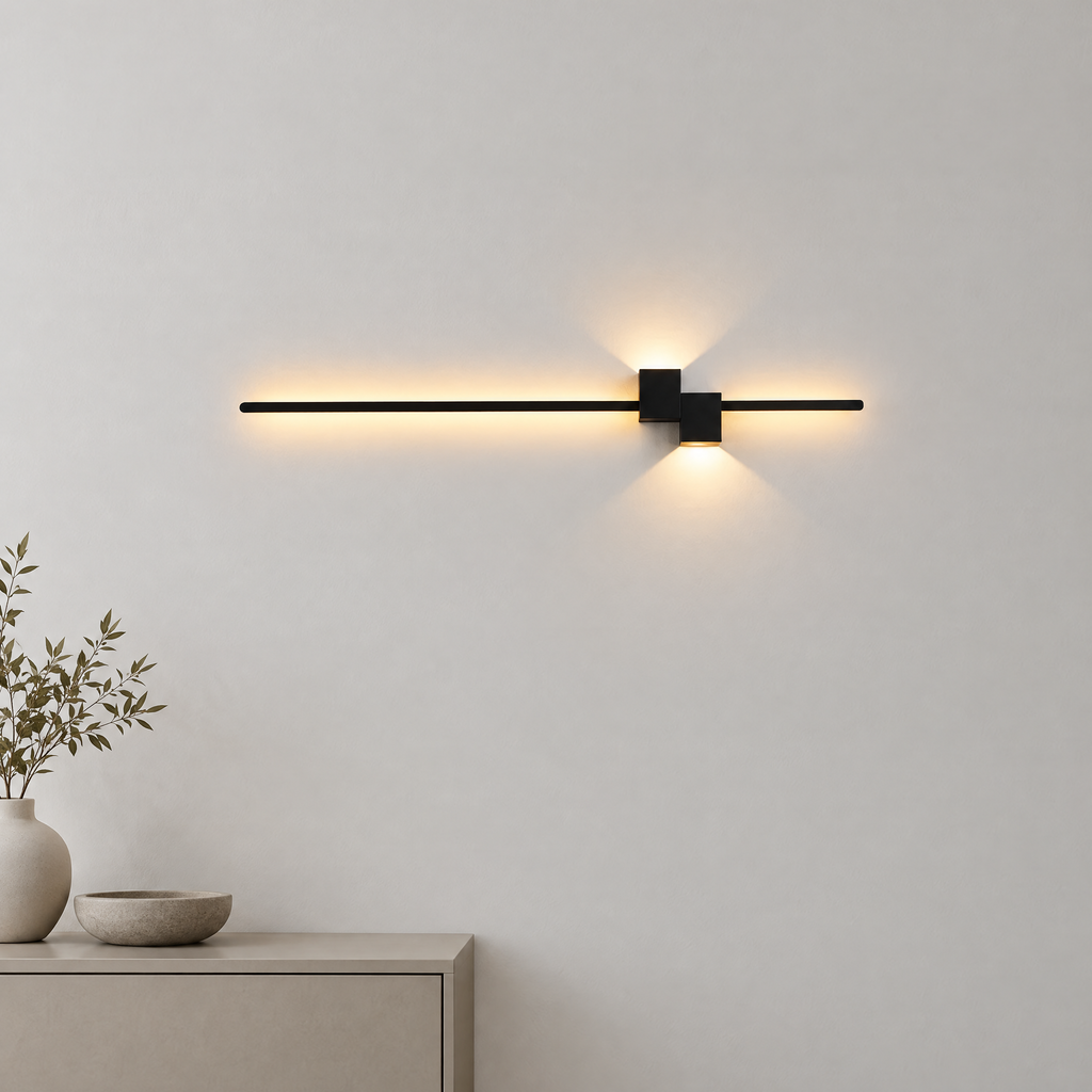 Up & Down LED Wall Light - Black Finish Above Console