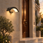 Modern Outdoor LED Wall Light - Lit Beside Front Door