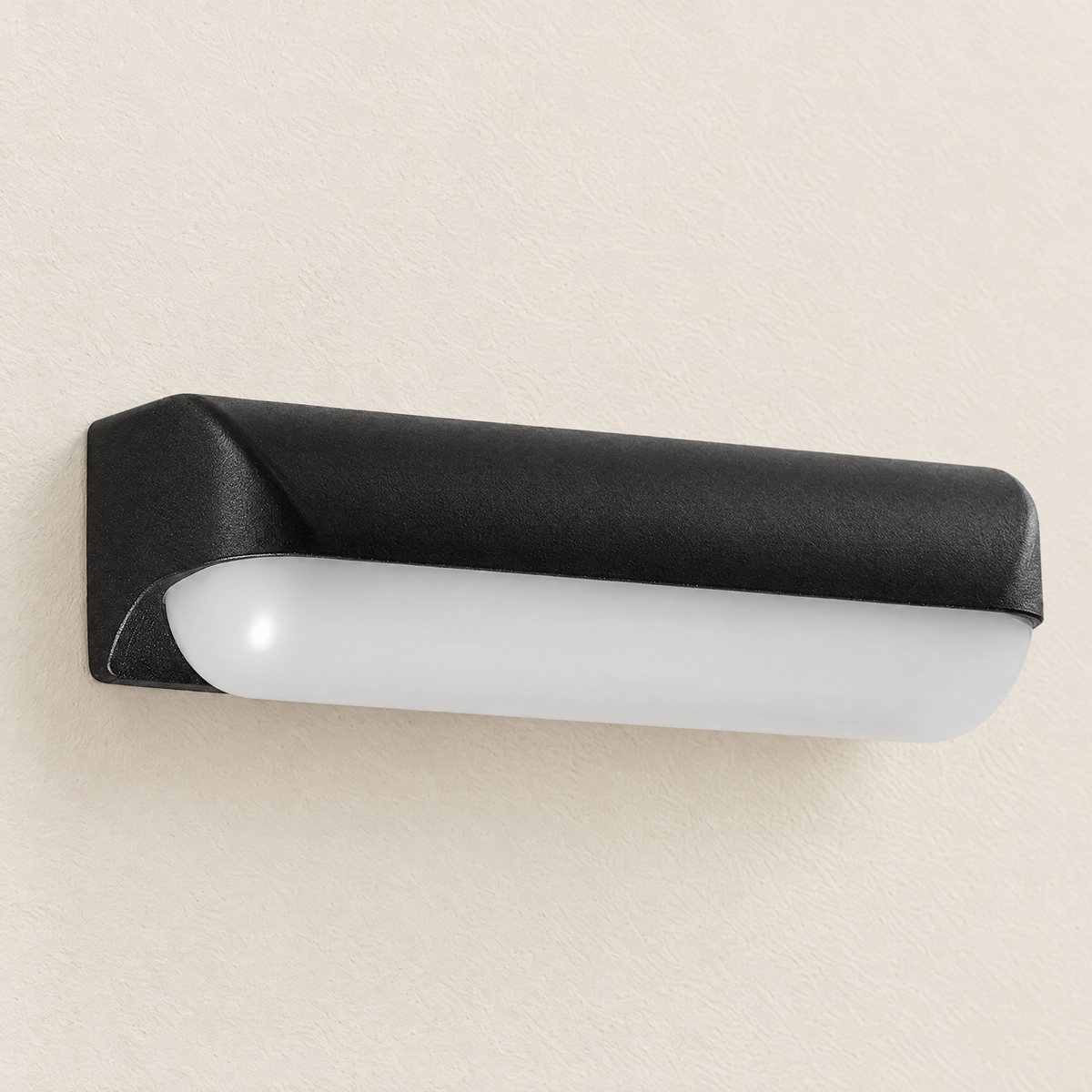 Modern Outdoor LED Wall Light - 1 Light Version on Off-White Wall