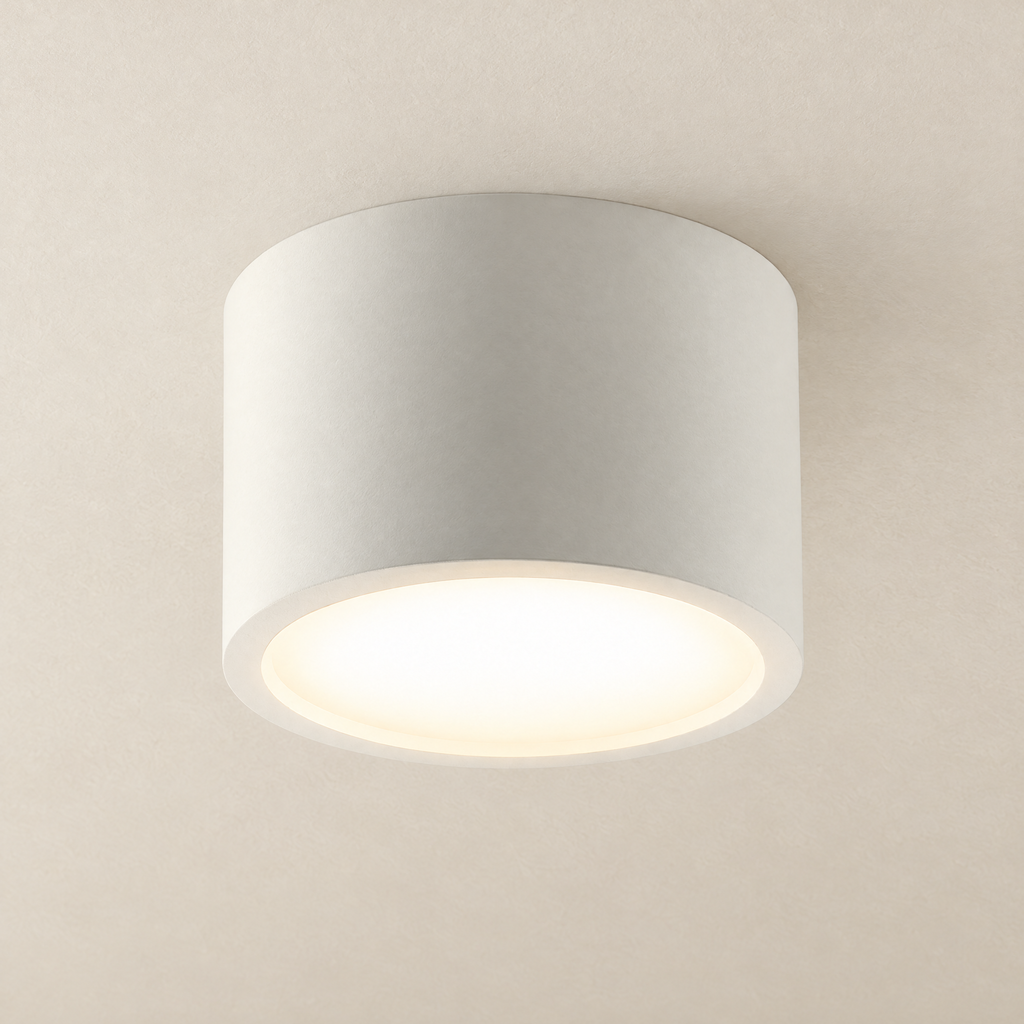 Cylinder LED Ceiling Light - White Finish on Off-White Background