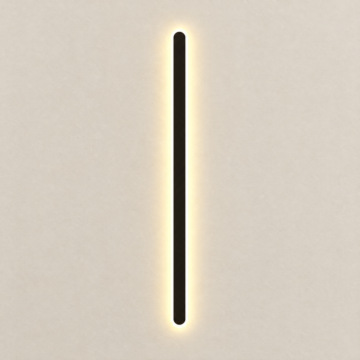 Black Linear Outdoor Wall Light - Lit on Off-White Wall
