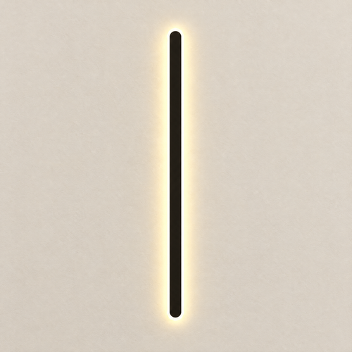 Black Linear Outdoor Wall Light - Lit on Off-White Wall