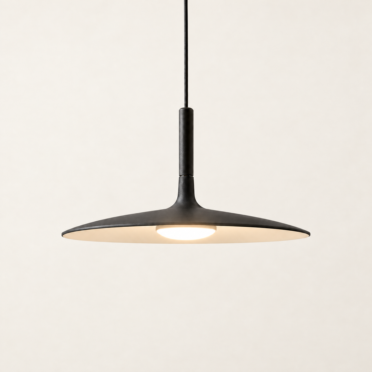 Slim Nordic Pendant Light - Black Shade on Off-White Background