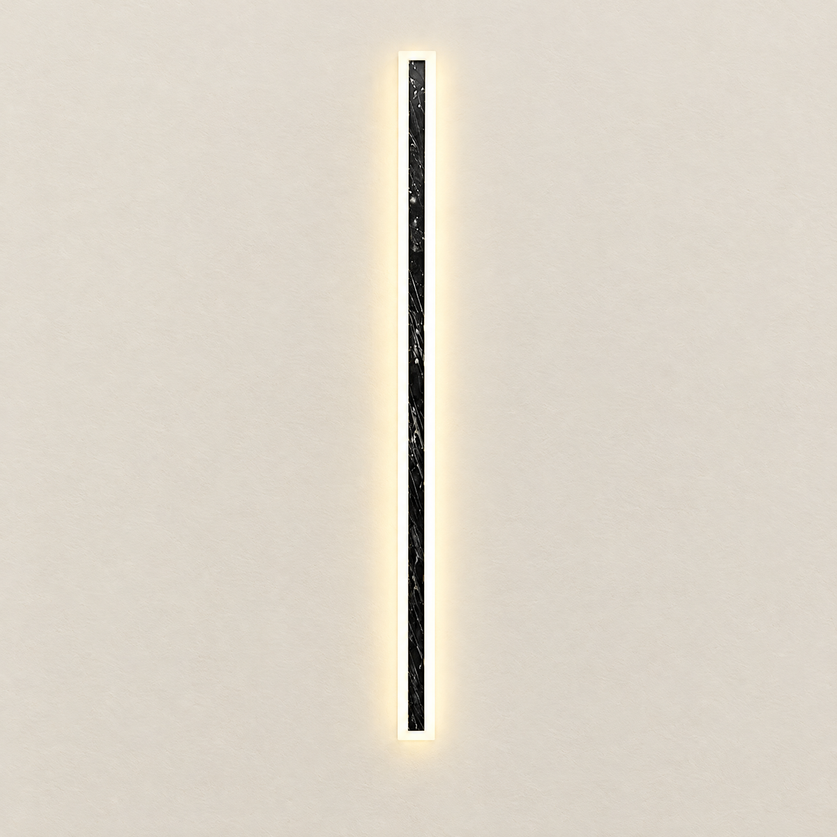 Slim Rectangular Outdoor Wall Light - Lit on Off-White Render Wall