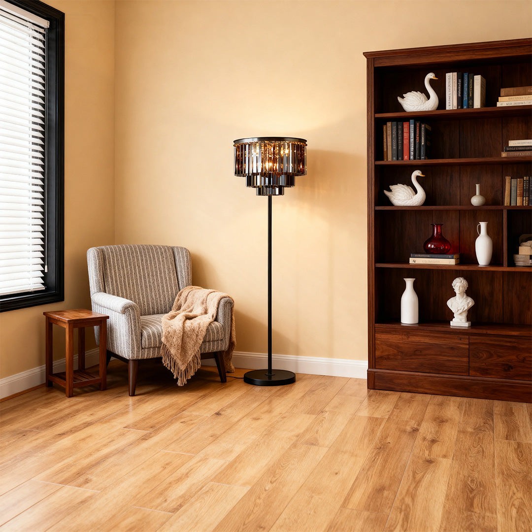 American Glamorous Decorative Standing Luxury Light | Floor Crystal Lamp
