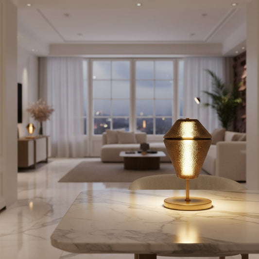Urn-Shaped Glass Table Lamp | Warm Contemporary Living Dining