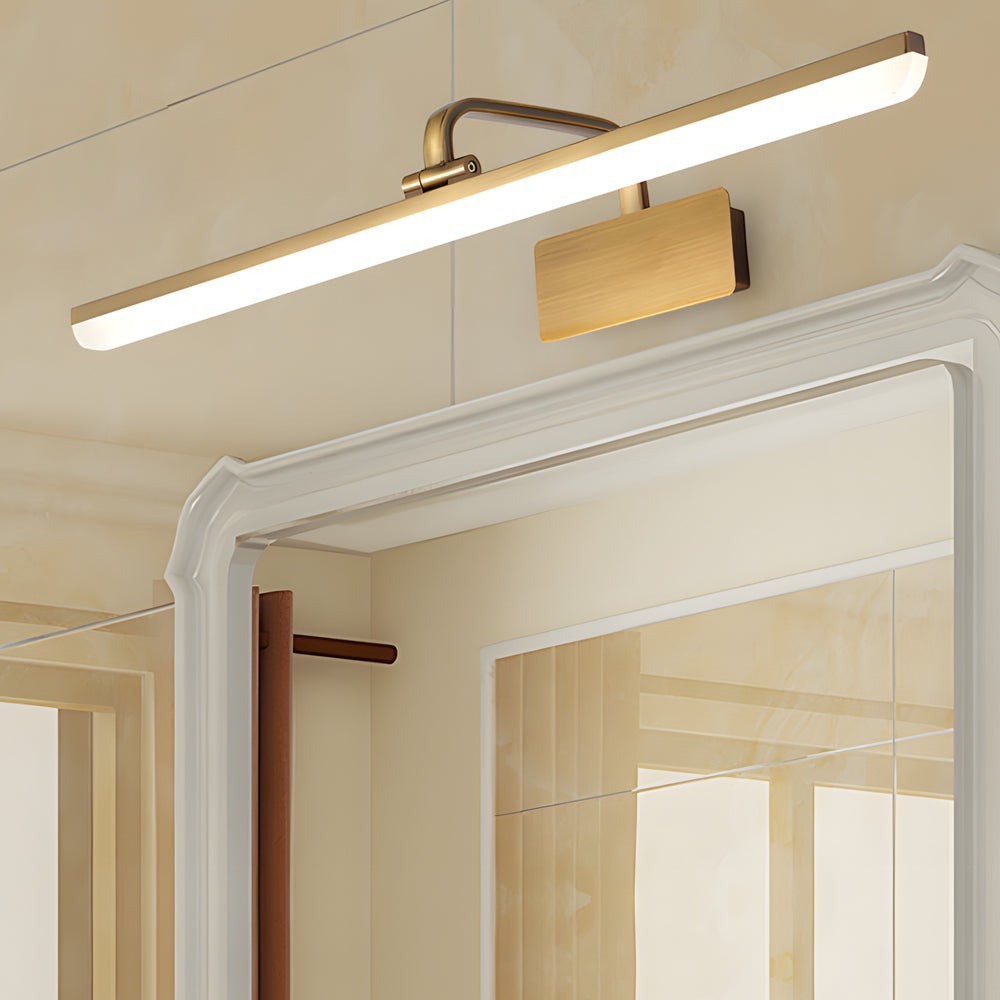 Brass Curved Arm Vanity Light Bar | Modern Bathroom Mirror Light