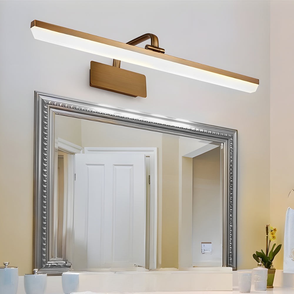 Brass Curved Arm Vanity Light Bar | Modern Bathroom Mirror Light