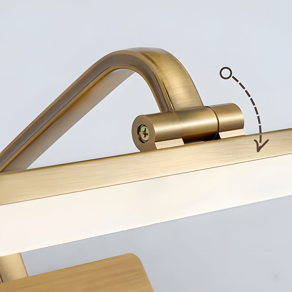 Brass Curved Arm Vanity Light Bar | Modern Bathroom Mirror Light