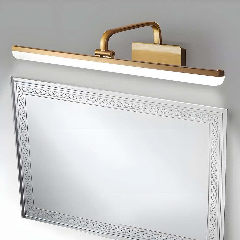 Brass Curved Arm Vanity Light Bar | Modern Bathroom Mirror Light