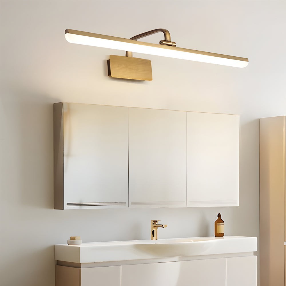Brass Curved Arm Vanity Light Bar | Modern Bathroom Mirror Light