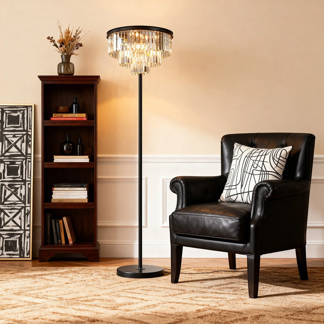 American Glamorous Decorative Standing Luxury Light | Floor Crystal Lamp