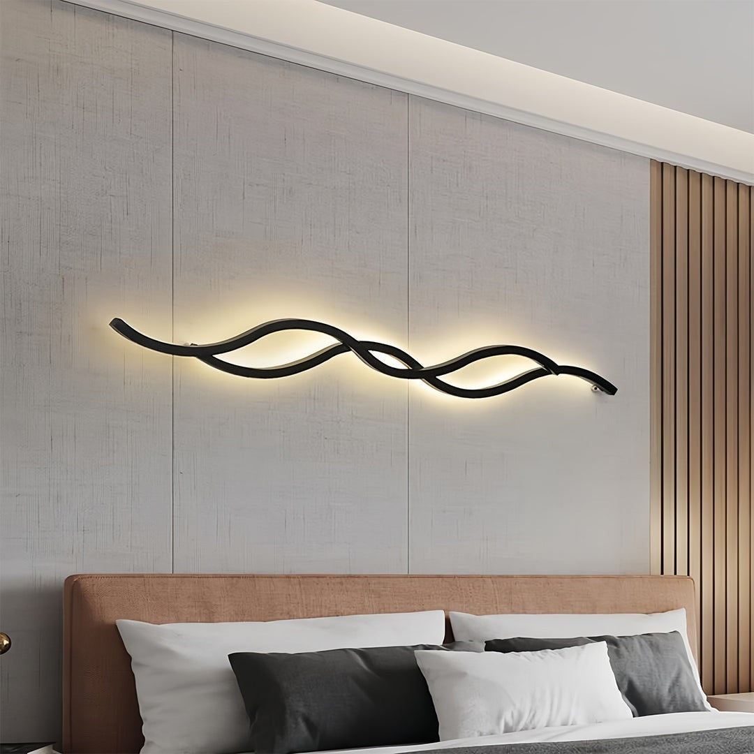 Bedside Wall Light Modern | Unique Wavy Finish Sleek Lamp
