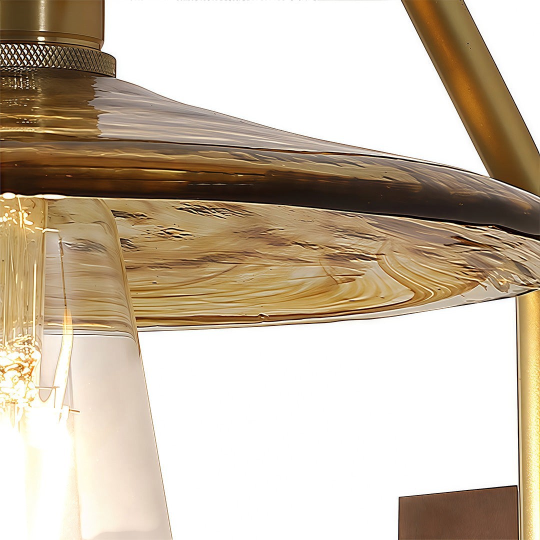 Japanese Retro Rubberwood & Iron Wall Light | E27 Three-Color Glass