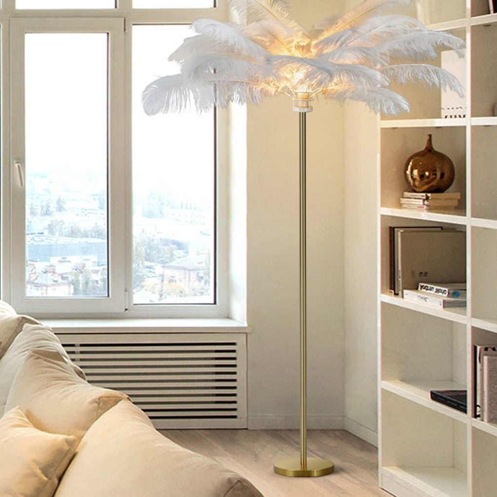 30 Inch Statement Ostrich | Feather Decorative Accent Floor Lamp