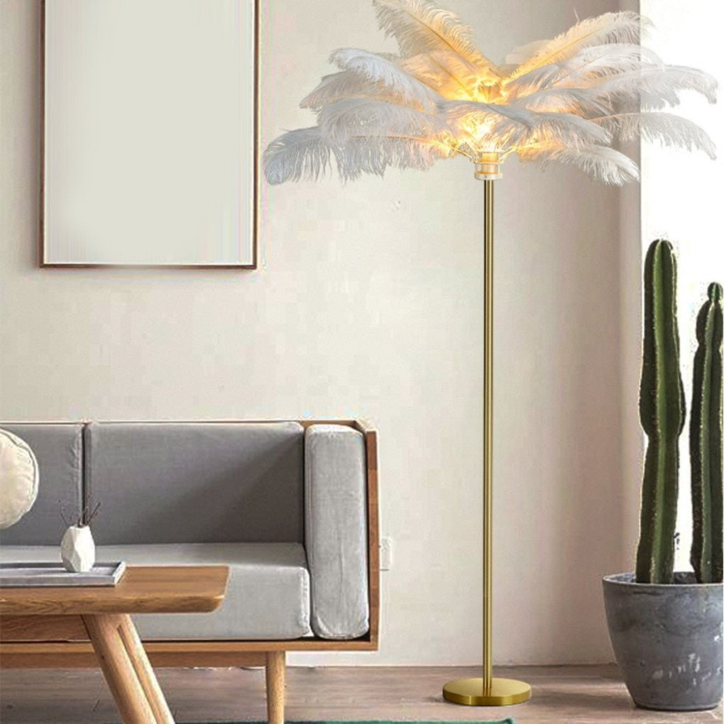 30 Inch Statement Ostrich | Feather Decorative Accent Floor Lamp