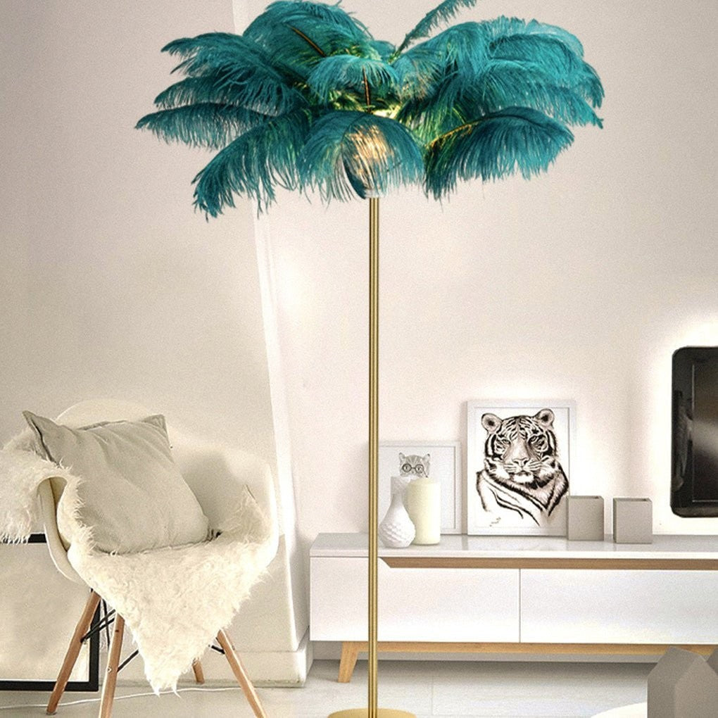 30 Inch Statement Ostrich | Feather Decorative Accent Floor Lamp