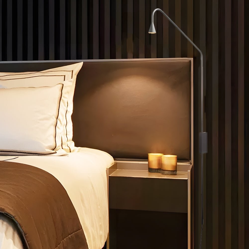 Long Swing Arm Wall Lamp | Black or Gold Adjustable Iron Sconce