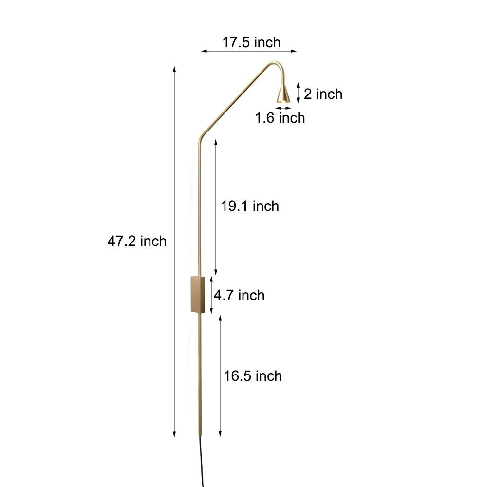 Long Swing Arm Wall Lamp | Black or Gold Adjustable Iron Sconce