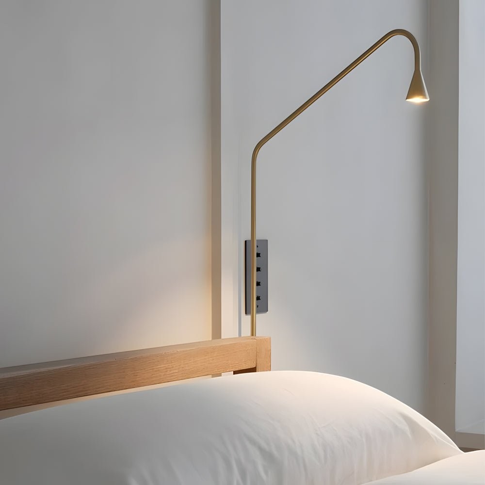Long Swing Arm Wall Lamp | Black or Gold Adjustable Iron Sconce