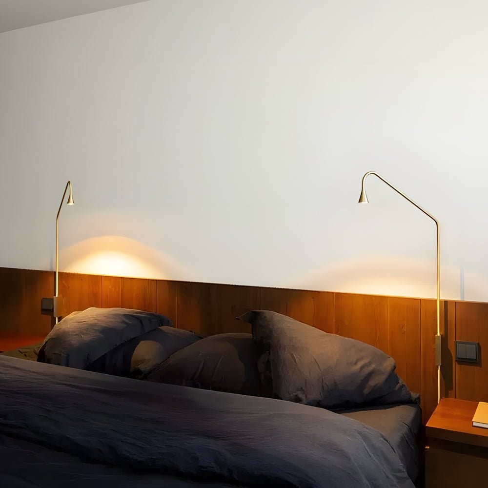Long Swing Arm Wall Lamp | Black or Gold Adjustable Iron Sconce