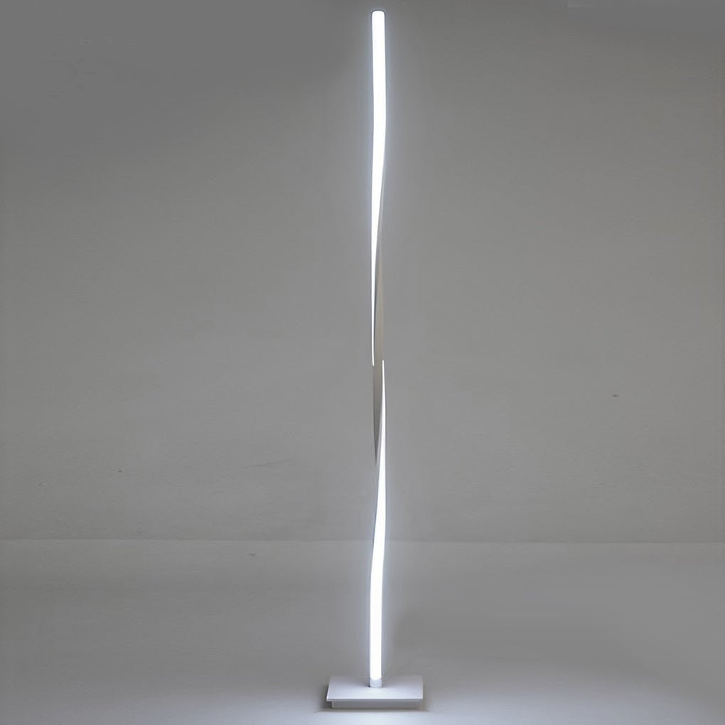 49-Inch Twisted Aluminum Flat-Column LED Floor Lamp | Sleek Black